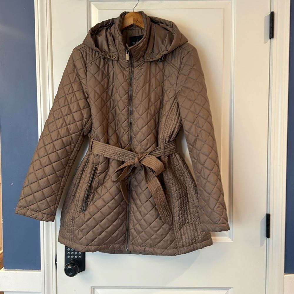 Women’s TOWER by London Fog TRUFFLE Hooded Quilted Puffer Coat Jacket size Large